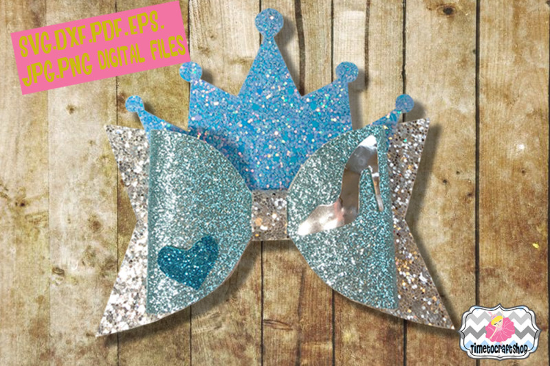 Download Free Princess Crown Cinderella Glass Slippers Inspired Hair Bow Crafter File Download Free Svg Files Available In Multiple Formats
