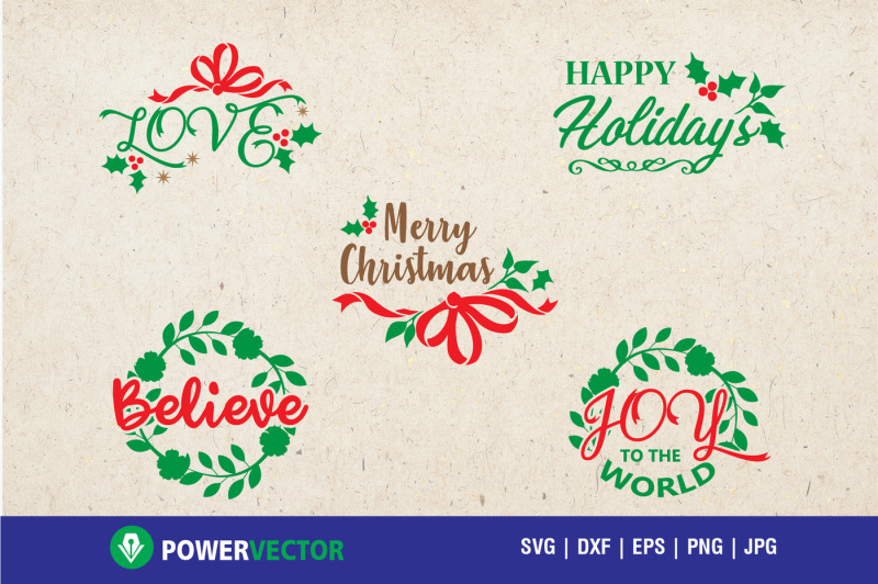 Christmas Sayings - A Print and Cut Files Collection By PowerVector | TheHungryJPEG.com