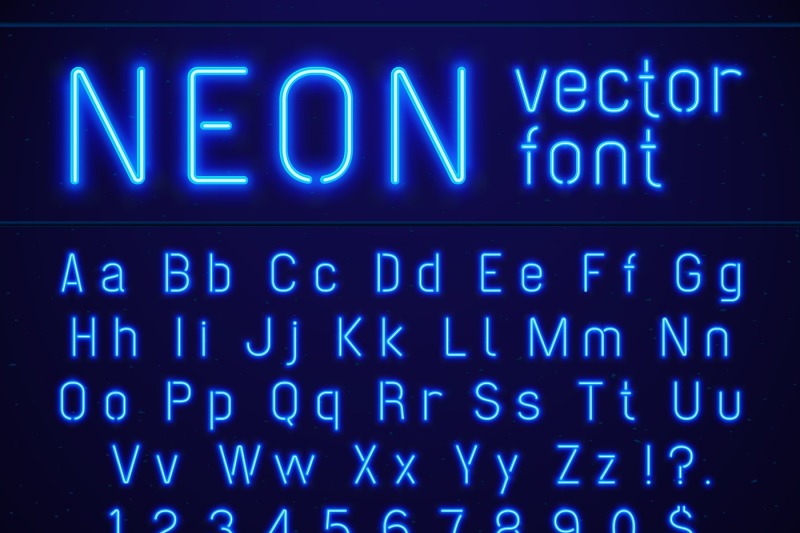 Bright Glowing Blue Neon Alphabet Letters And Numbers Font Nightlife By Tartila Thehungryjpeg Com