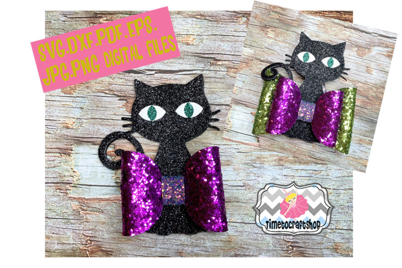 Download Free Halloween Black Cat Hair Bow Template Svg Dxf Pdf Eps Jpg Png Crafter File Download Free Svg Cut Files Cricut Silhouette Design