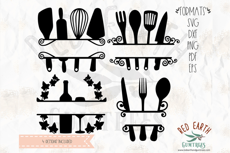 Download Kitchen split monogram frame decal SVG, PNG, EPS, DXF, PDF formats By SVGBreweryDesigns ...