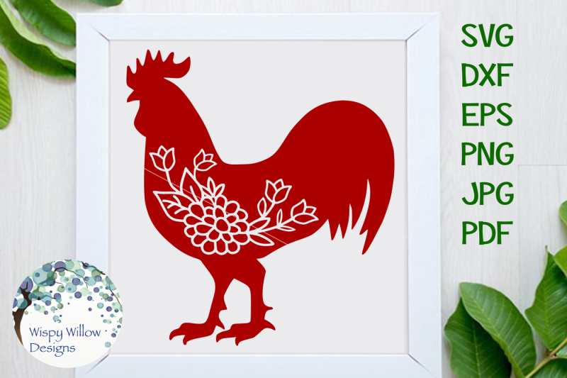 Download Free Floral Rooster Svg Crafter File