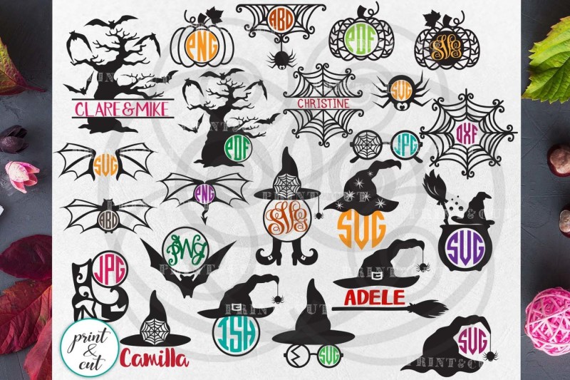 Download Free Halloween monograms big bundle papercutting svg ...