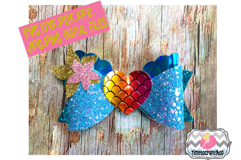 Free Mermaid At Heart Ariel Inspired Hair Bow Template Crafter File 20174 Free Svg Files For Cricut Silhouette And Brother Scan N Cut