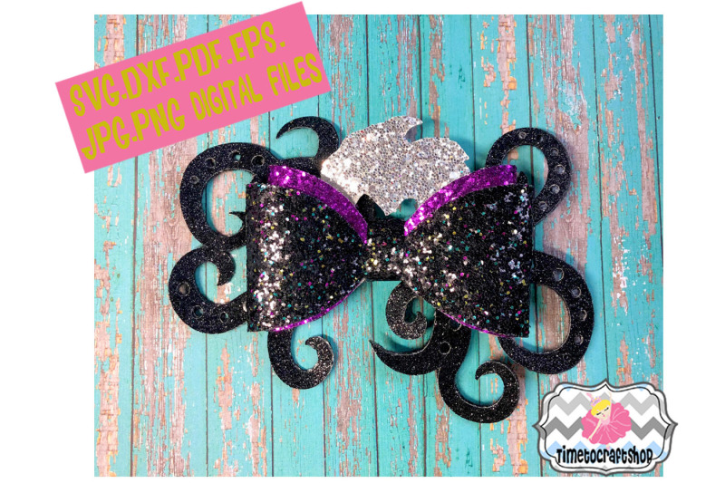 Mermaid Ursula Inspired Sea Witch Wicked Hair Bow Template Design Free Craft Cut File Svg