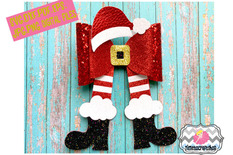 Download Free Free Christmas Santa Legs Hat And Shoes Hair Bow Template Crafter File SVG Cut Files