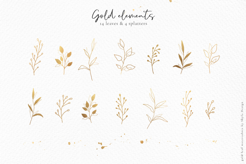 Gold leaf watercolor alphabet clipart By SkylaDesign | TheHungryJPEG.com