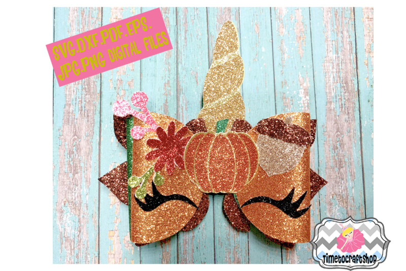 Download Free Free Fall Thanksgiving Unicorn Hair Bow Template Crafter File SVG Cut Files