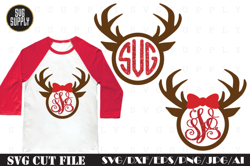 Download Free Christmas Deer Monogram Svg Cut File Crafter File Download Free Svg Cut Quotes