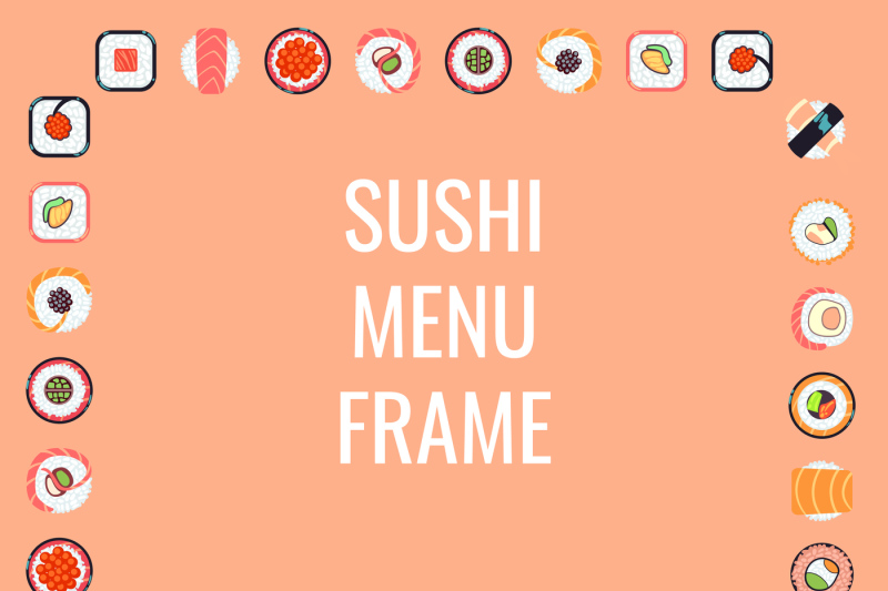 Japanese Food Sushi Menu Frame By Microvector Thehungryjpeg Com