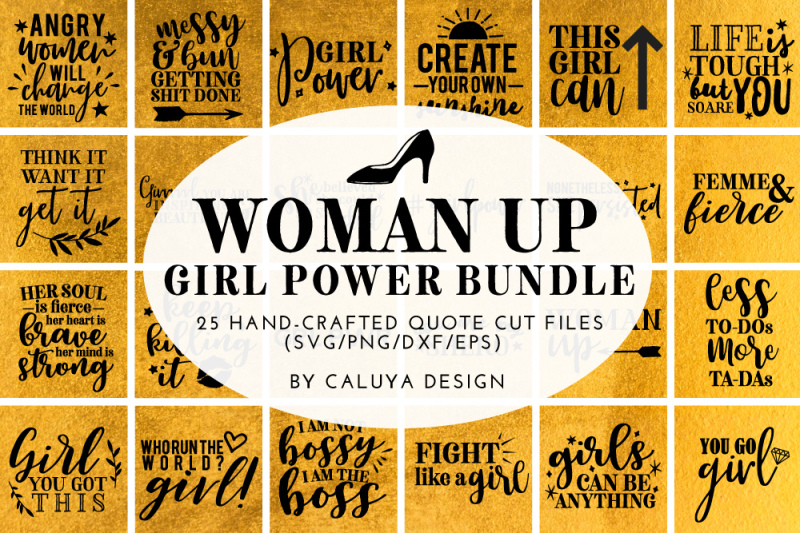 Download Woman Up Girl Power SVG Phrases Cut File Bundle By Caluya ...