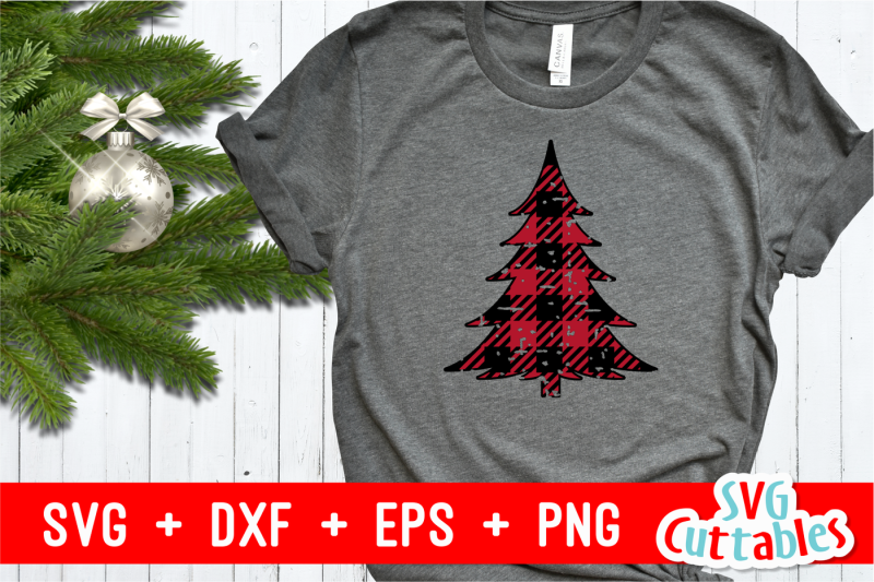 Plaid Christmas Tree | Cut File By Svg Cuttables | TheHungryJPEG