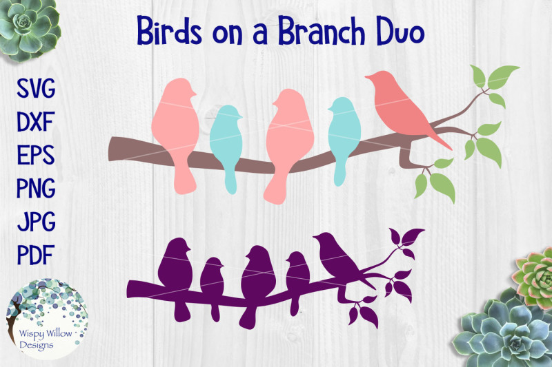 Download Free Birds On A Branch Duo Crafter File Free Bird Silhouette Svg