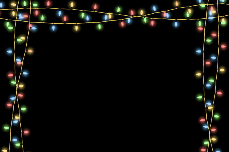 Glowing Christmas garlands vector frame black By Microvector ...