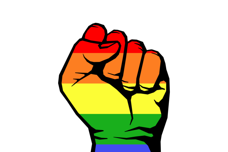 Download Fight For Gay Lgbt Rights Rainbow Fist White Background By Microvector Thehungryjpeg Com