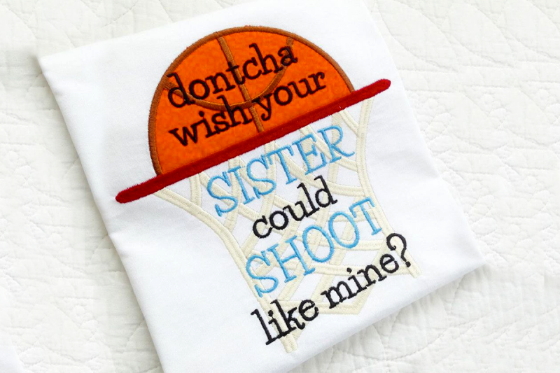 Download Free Basketball Sister | Applique Embroidery Crafter File