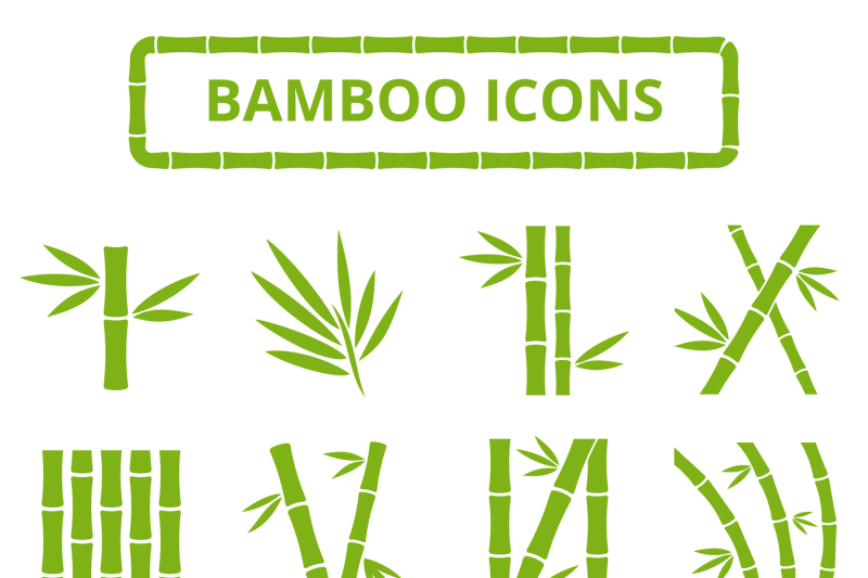 Bamboo Stalks And Leaves Vector Icons Asian Bambu Zen Plants Isolated By Microvector Thehungryjpeg Com