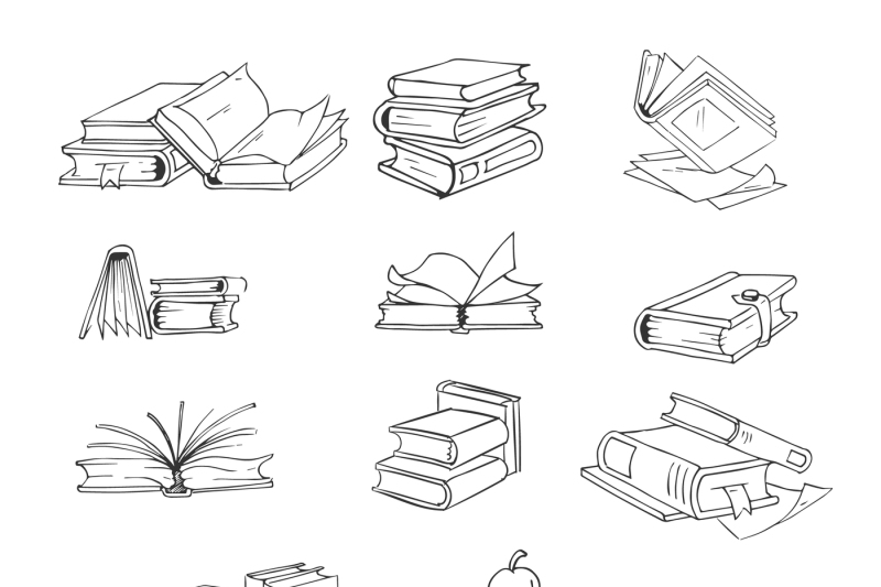 Doodle, hand drawn sketch books vector set By Microvector