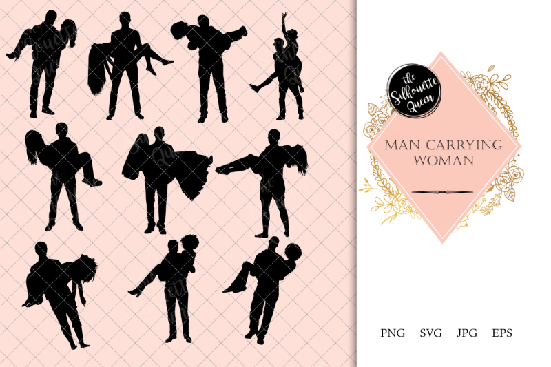 Man Carrying Woman Silhouette Vector By The Silhouette Queen