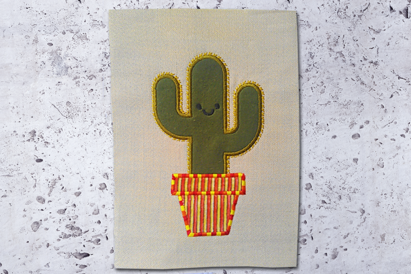 Download Free Potted Cactus | Applique Embroidery Crafter File