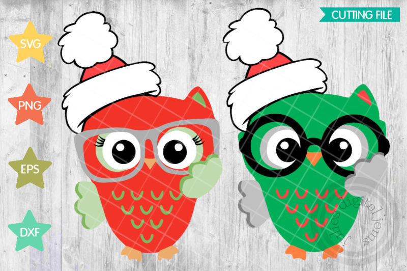 CHRISTMAS OWLS, svg, png, dxf, eps By Julies Homemade Jems ...