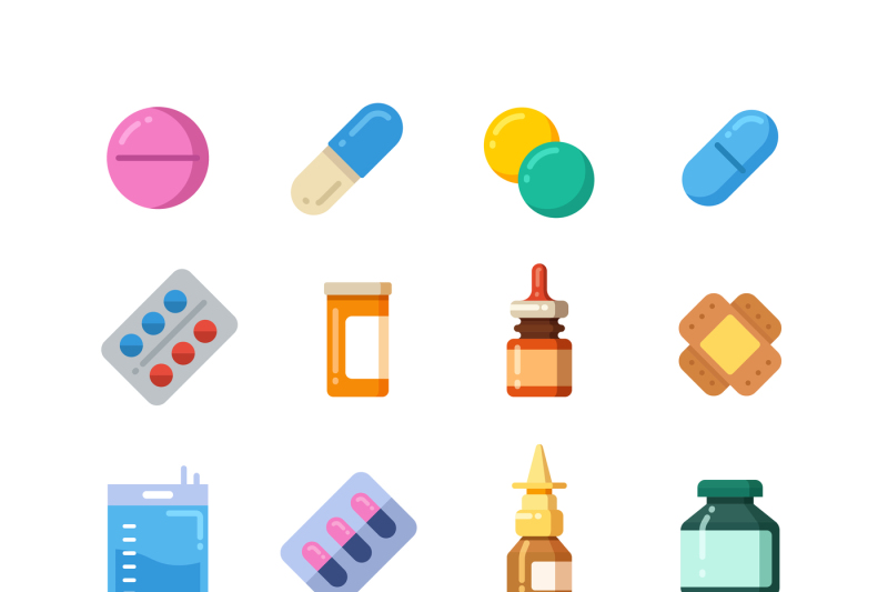 Medicine Cartoon Pill, Drug, Table, Antibiotics, Medication Dose Flat 