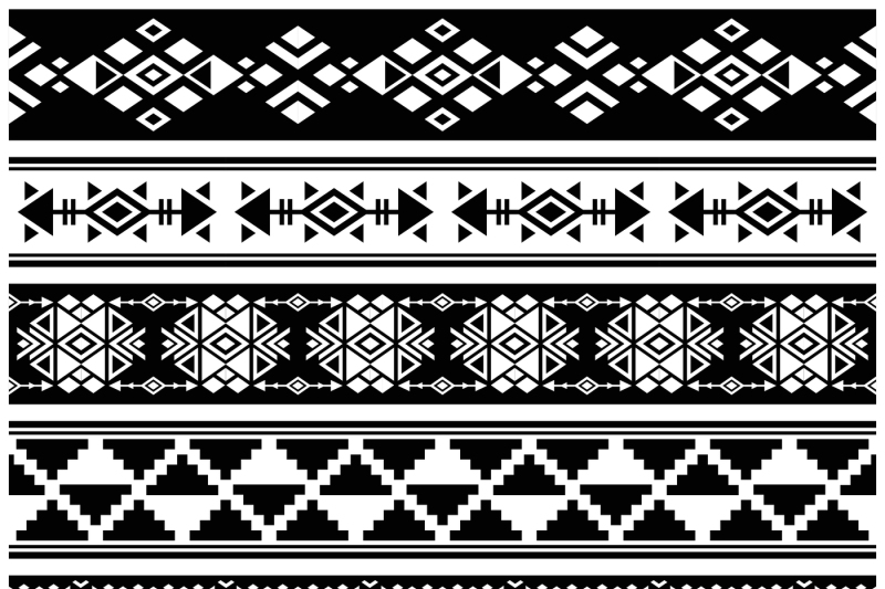 African and mexican aztec american tribal vector borders, frame patter ...