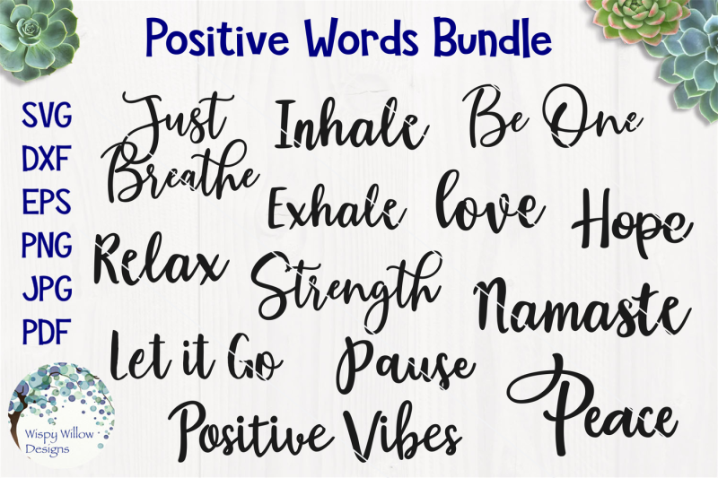 Positive Word SVG Bundle By Wispy Willow Designs | TheHungryJPEG