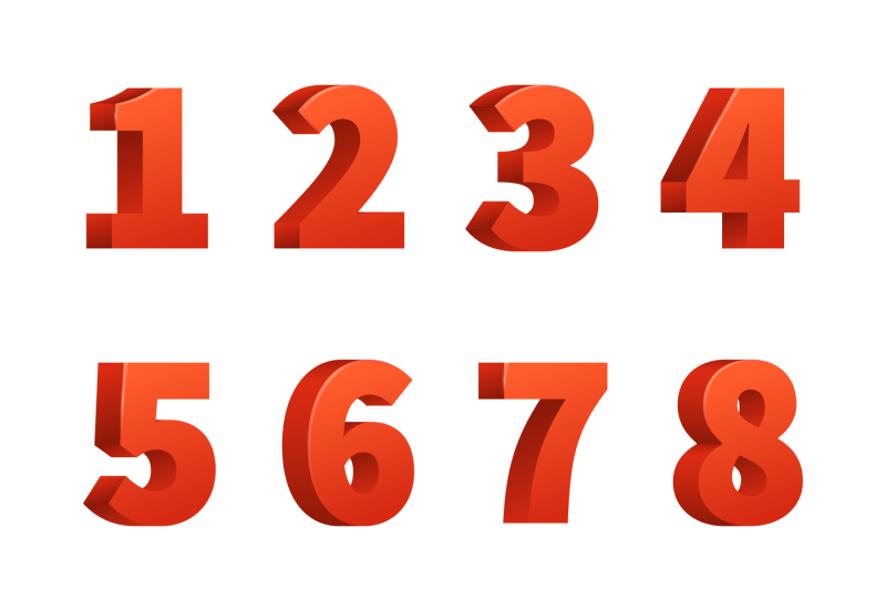 Red 3d numbers vector signs By Microvector | TheHungryJPEG