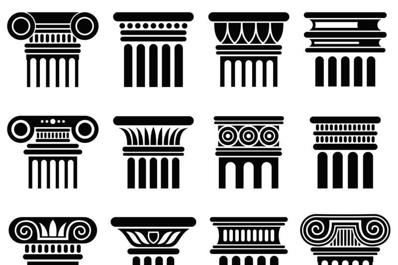 Ancient Rome Architecture Column Vector Icons By Microvector Thehungryjpeg Com