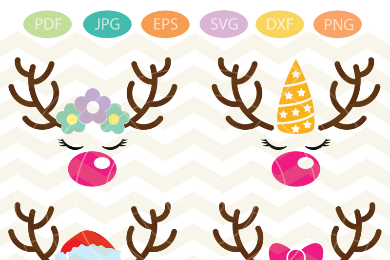 Reindeer Girl Face Reindeer Svg Reindeer Face Cut Files Xmas Svg By Blueberry Hill Art Thehungryjpeg Com