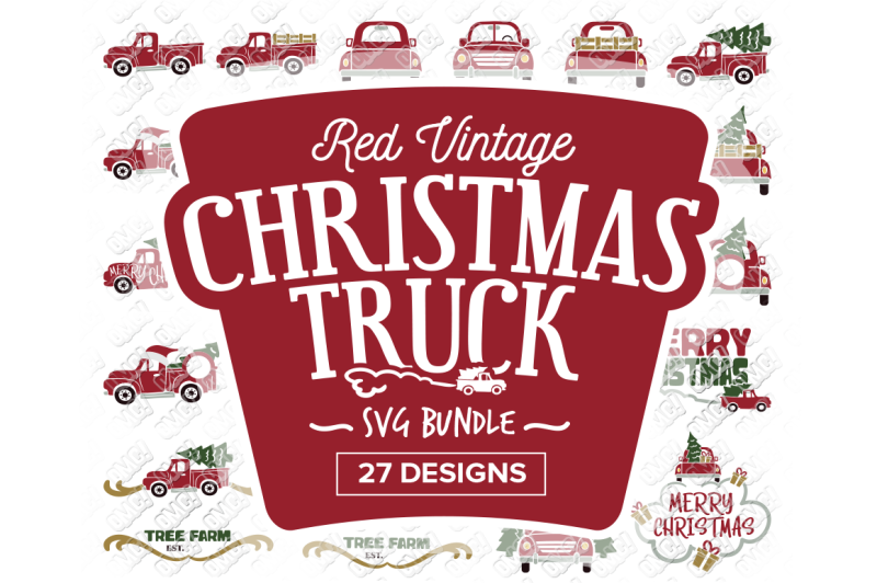 Download Free Christmas Truck Svg Red Vintage In Svg Dxf Png Eps Jpeg Crafter File All Free Svg Cut Files Silhouette