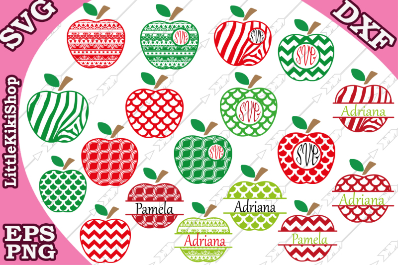 Free Apple Monogram Frames Svg Apple Bundle Svg Teacher Svg Crafter File Free Cut Files Svg Dxf Eps And Png Files