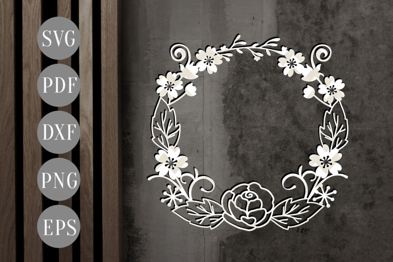 Download Floral Wreath SVG Cutting File, Scrapbook Flowers Cut ...