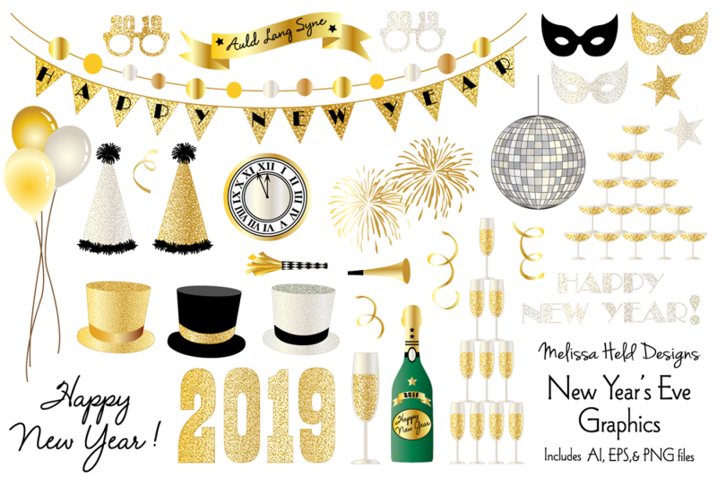 New Year's Eve 2019 Graphics By Melissa Held Designs | TheHungryJPEG