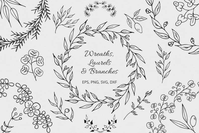 Hand Drawn Wreaths, Laurels and Branches Collection By Kirill's ...