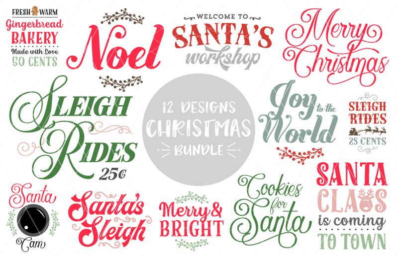 Christmas Quotes SVG DXF PNG Bundle - 12 Designs! By SVGBundlesCo ...