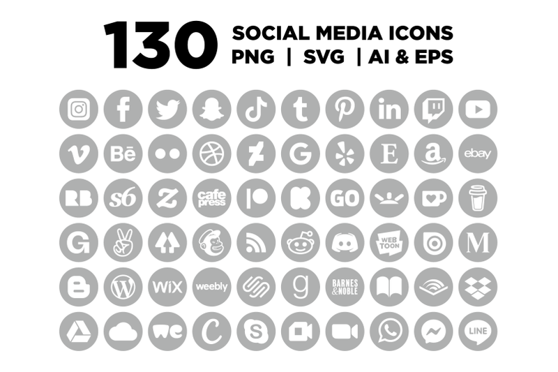 Gray Circle Social Media Icons Set By Running With Foxes | TheHungryJPEG