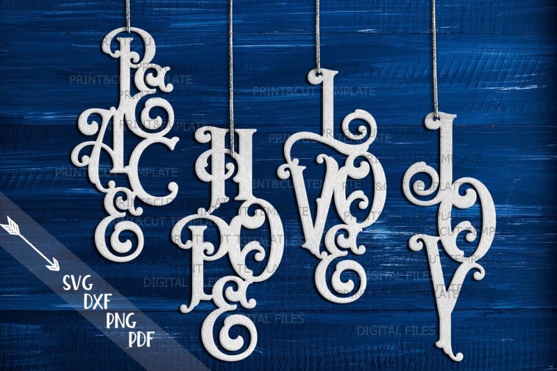 Download Free Hanging Ornaments Peace Love Joy Hope Svg Paper Laser Cutting Crafter File