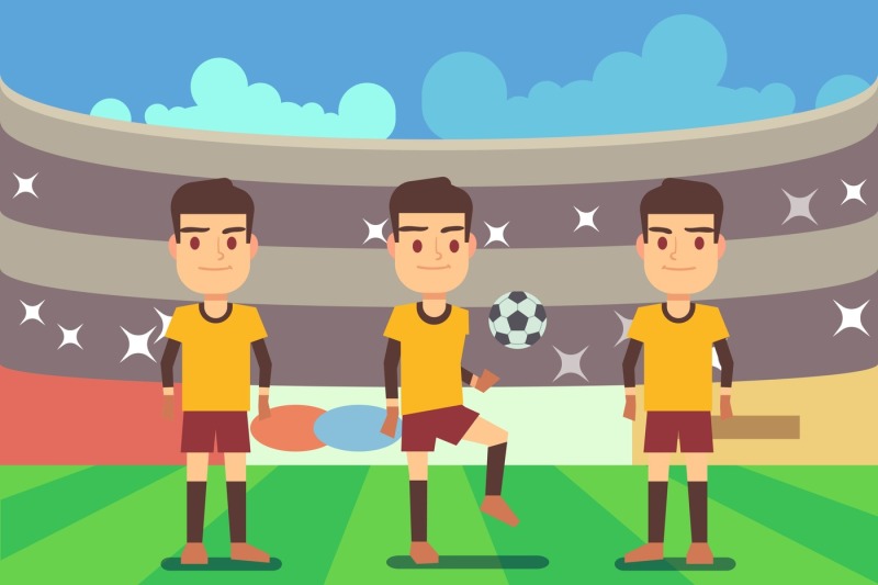 Football, soccer players vector illustration By Microvector | TheHungryJPEG