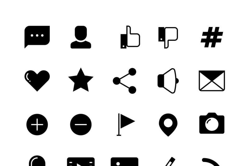 Social network vector icons set By Microvector | TheHungryJPEG