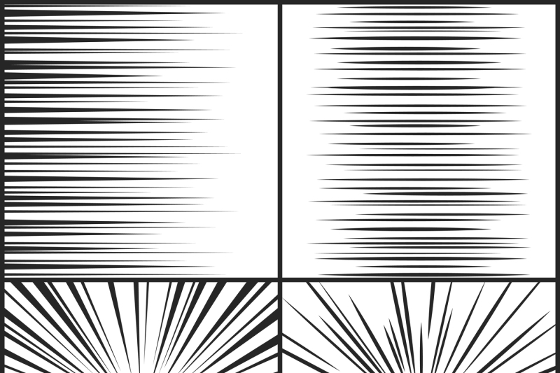 Speed lines, motion strip manga comic horizontal and radial effect