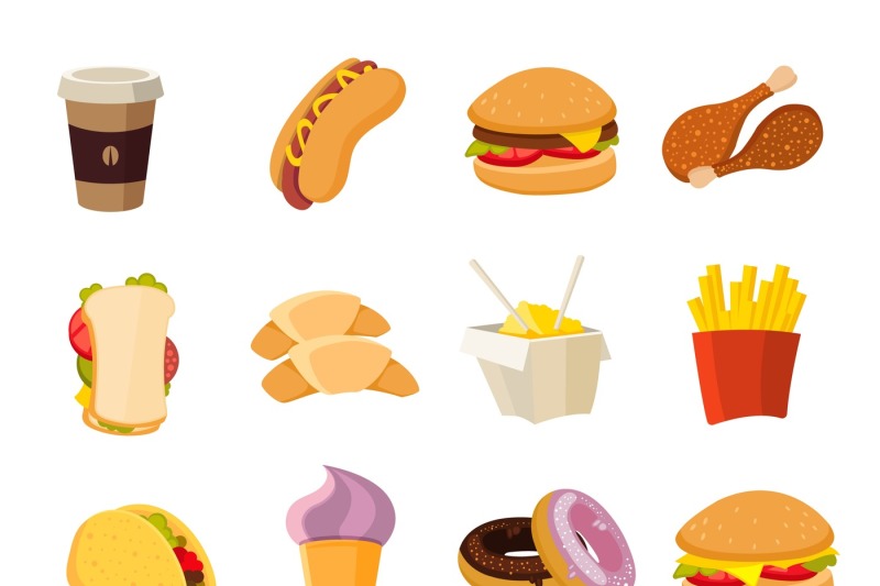 Vector cartoon fast food collection By Microvector | TheHungryJPEG