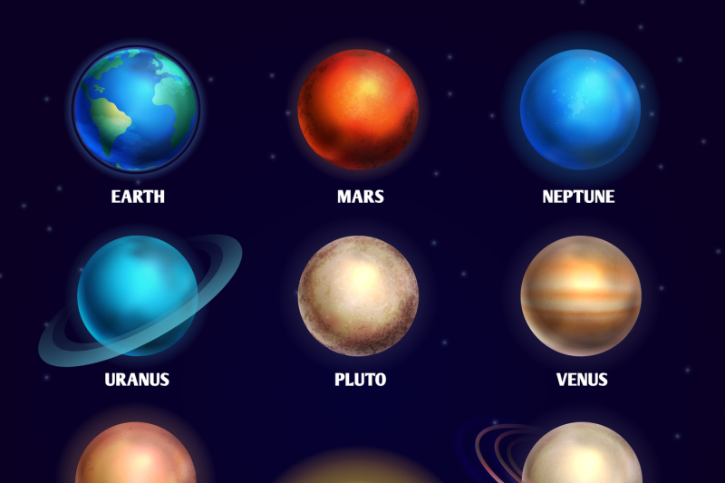 Planets of solar system and sun education vector illustration By ...