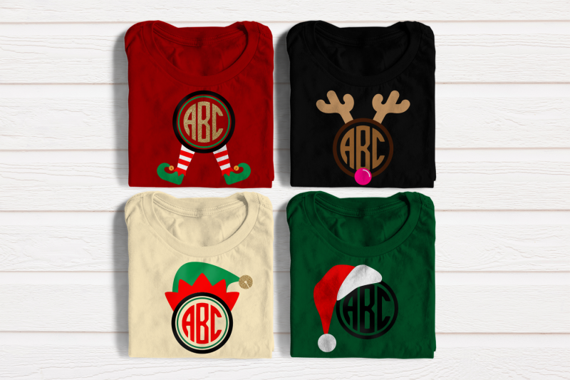 Christmas Round Monogram Frame Set Svg Png Dxf By Designed By Geeks Thehungryjpeg Com