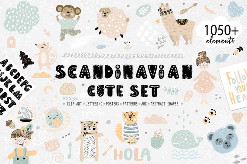 Scandinavian cute set By Allure Art | TheHungryJPEG