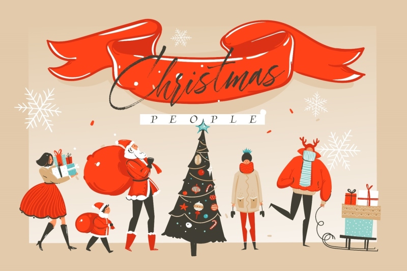 Christmas people By Anastasy_helter | TheHungryJPEG.com