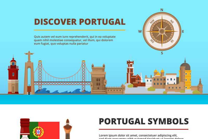 Banners set with illustrations of portuguese cultural objects By ONYX ...