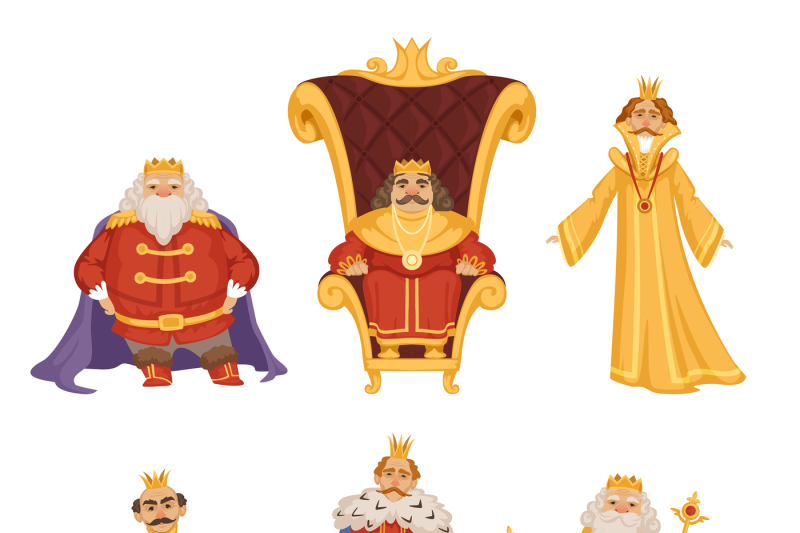 Set illustrations of king in cartoon style By ONYX | TheHungryJPEG