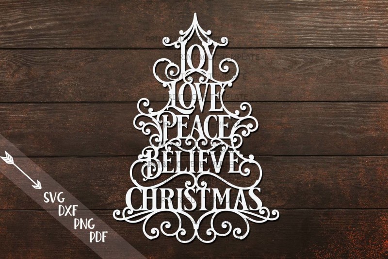 Joy Love Peace Believe Christmas svg dxf pdf cut file By kArtCreation ...